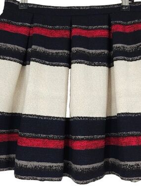 Zara Navy, White & Red Striped Skater Skirt
